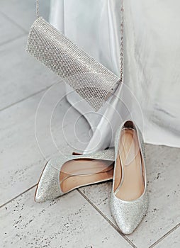 Sparkling shoes and purse
