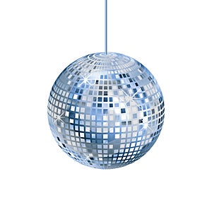 Sparkling silver and blue disco ball isolated