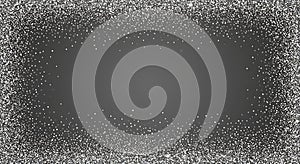 Sparkling silver glitter frame on a gray background