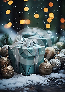 Sparkling Snowflakes: A Festive Selection of Blue Gift Box Ornam