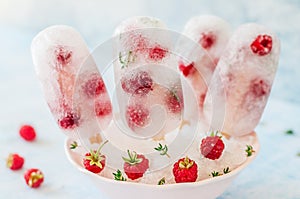 Soda, Raspberry and Thyme Ice Pops