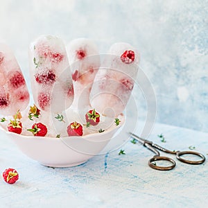 Soda, Raspberry and Thyme Ice Pops