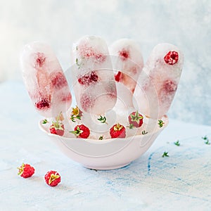 Soda, Raspberry and Thyme Ice Pops