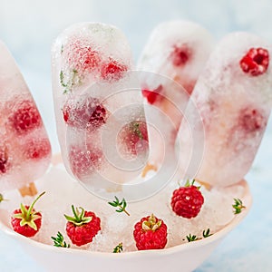 Soda, Raspberry and Thyme Ice Pops