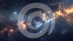 Sparkling starfields in the vast cosmic frontier. Cosmic orchestra of the universe