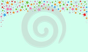 Sparkling stars background border, Confetti falling stars for your design with empty space. Vector illustration.