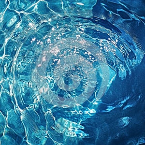 Sparkling sunlight on rippled blue water surface