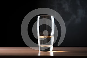 sparkling water glass with backlighting and dark shadow