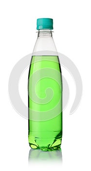 Sparkling water in a plastic bottle isolated