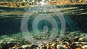 Sparkling water surface with sunlight reflections