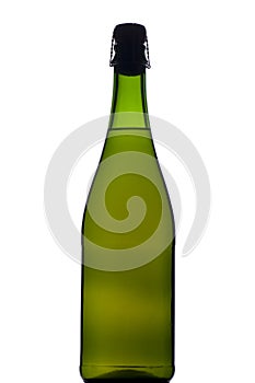 Sparkling wine bottle on black