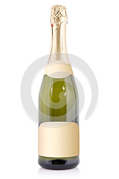 Sparkling wine bottle with blank label