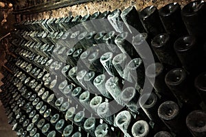 Sparkling wine storing for secondary fermenting in cellar