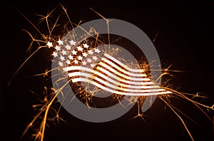 Sparkly curvy flag on dark background