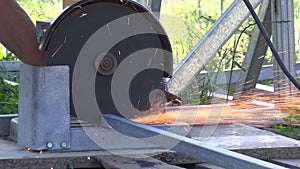 Sparks from Cutting Metal Bars (1)