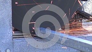 Sparks from Cutting Metal Bars (2)