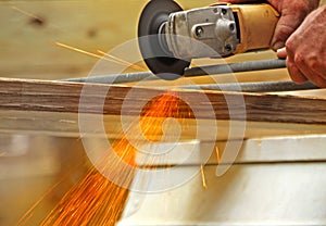 Sparks Cutting Metal Rod