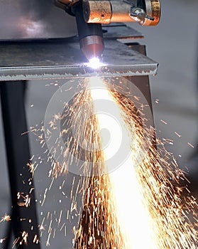 Sparks fire while cutting steel