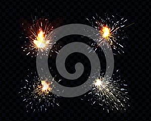 Sparks fire set, sparkler, petard weld or firework