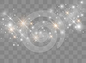 Sparks glitter special light effect. Vector sparkles on transparent background. Christmas abstract pattern. Sparkling magic dust p