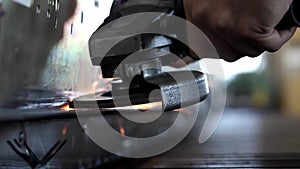 Sparks from grinder at workshop