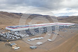 SPARKS, NEVADA, UNITED STATES - Dec 17, 2020: Tesla Gigafactory Building photo
