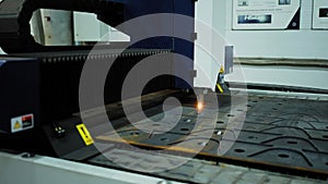 Sparks of plasma cutting machine, thick metal cutting, metal cut process, carpentry metalwork industry