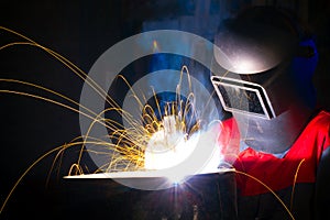 Sparks and smoke while welding