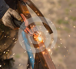 Sparks from welding work like background