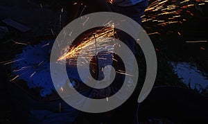 Sparks from a wielding machine