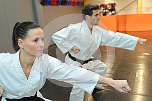 Sparring partners when developing techniques aikido in training