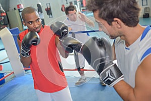 Sparring practise in gym