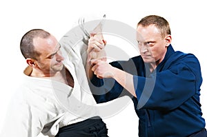 Sparring of two jujitsu fighters