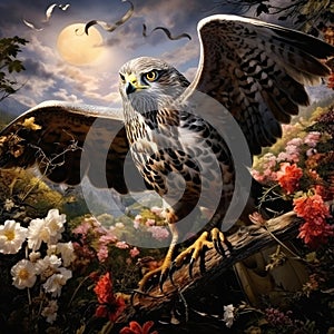 Sparrowhawk, Accipiter nisus  Made With Generative AI illustration