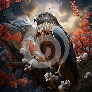 Sparrowhawk, Accipiter nisus  Made With Generative AI illustration