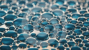 Sparse Blue Soda Bubbles Liquid Surface