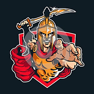 Sparta Warrior Mascot Logo Emblem Character