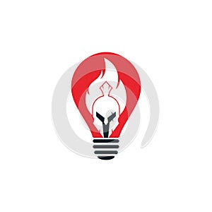 Spartan fire bulb shape concept logo design vector.