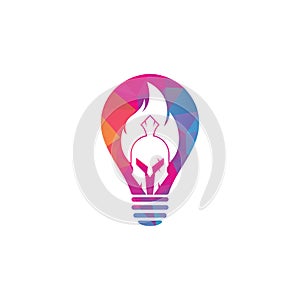 Spartan fire bulb shape concept logo design vector.