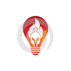 Spartan fire bulb shape concept logo design vector.