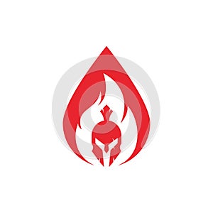 Spartan fire drop shape concept logo design vector.