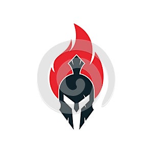 Spartan fire logo design vector.