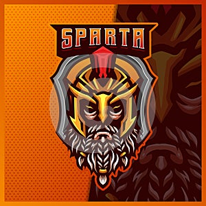 Spartan Gladiator Warrior mascot esport logo design illustrations vector template, Roman Knight logo for team game streamer