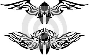 Spartan Helm Tattoo Wings Set