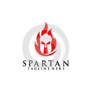 Spartan Helmed Logo Design Concept Vector