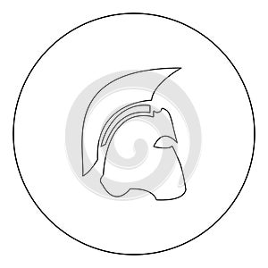 Spartan helmet icon black color in circle