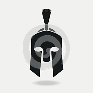 Spartan Helmet icon front. Greek or Roman head armor for Gladiator, legionnaire. Vector. photo