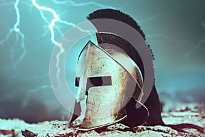 Spartan Helmet with lighting bolts photo