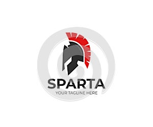 Spartan Helmet Logo Template. Greek Armor Vector Design