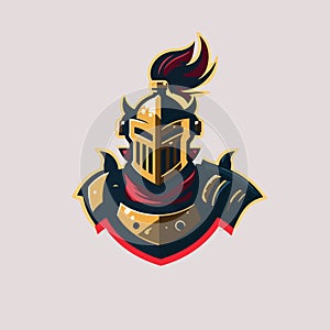 Spartan helmet logo. Vector illustration of a medieval knight head